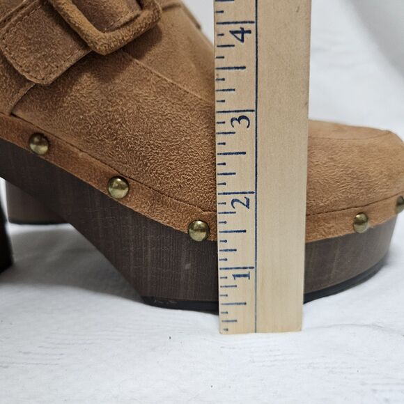 Sugar J-Honey Oiled Fabric Studded Clogs Women’s 8M Brown Mules Block Heel EUC - Picture 6 of 9
